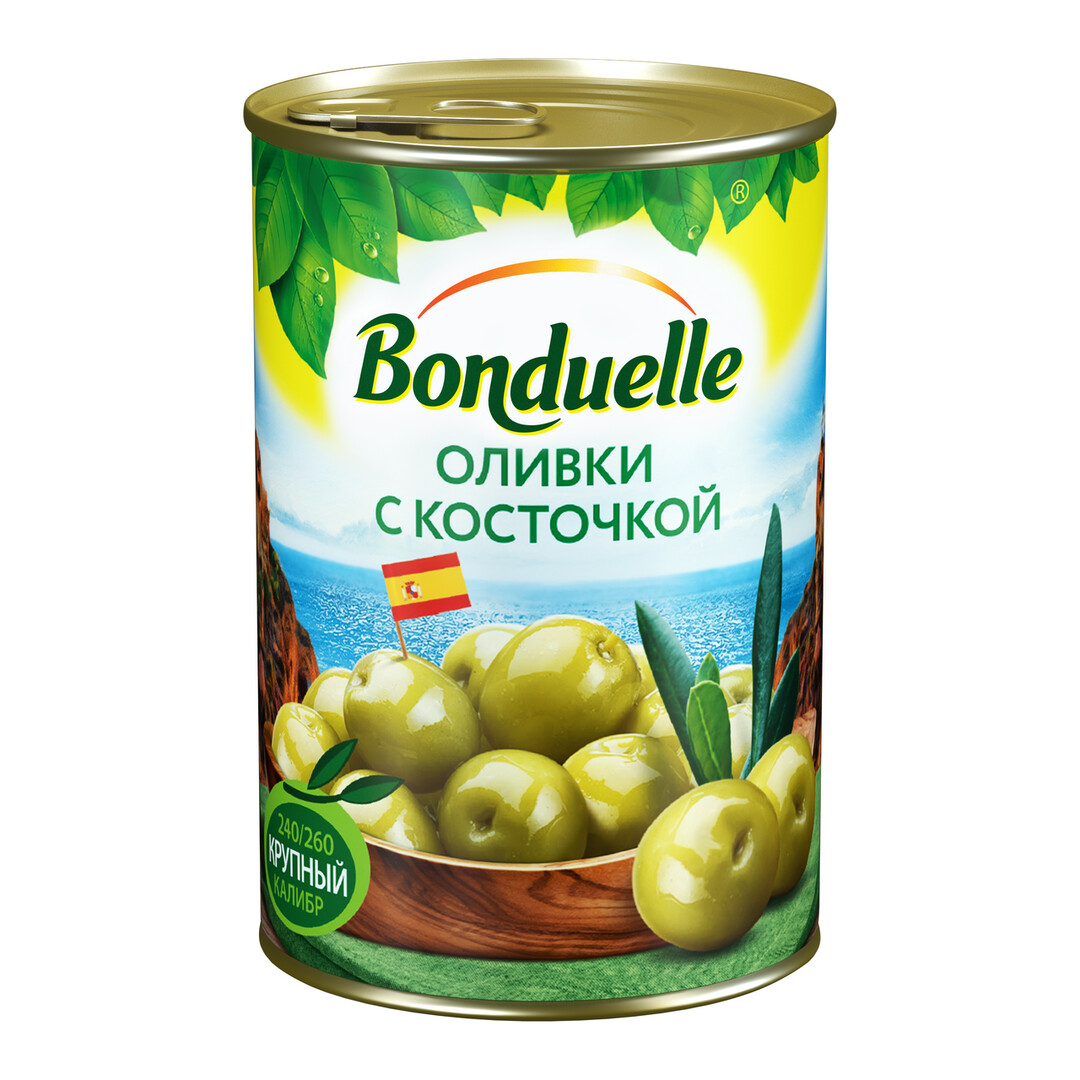Оливки Bonduelle с косточкой, 300г