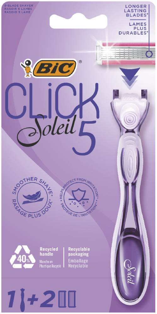 Бритва женская BIC Click 5 Soleil + 2 кассеты, 5 лезвий, 1шт