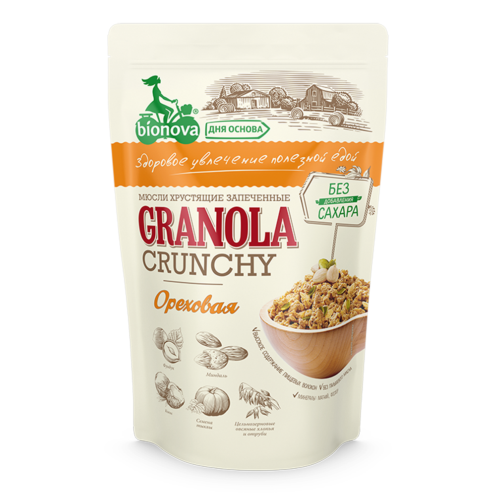 Мюсли Bionova Ореховые хрустящие запеченные, 400г