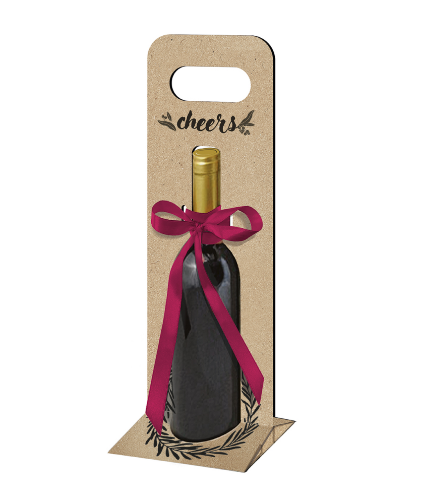 Коробка под бутылку сборная с лентой