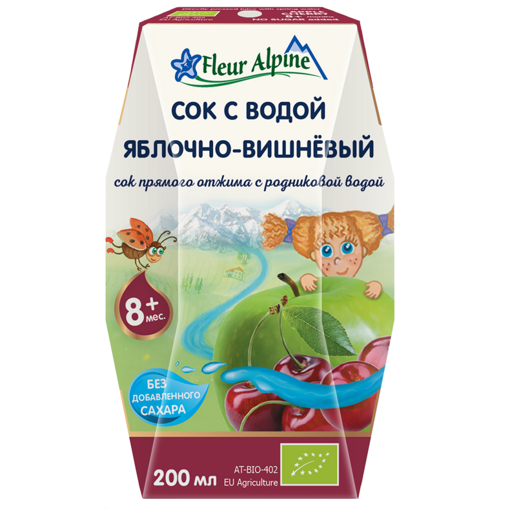 Сок Fleur Alpine с водой яблоко-вишня прямого отжима, 200мл