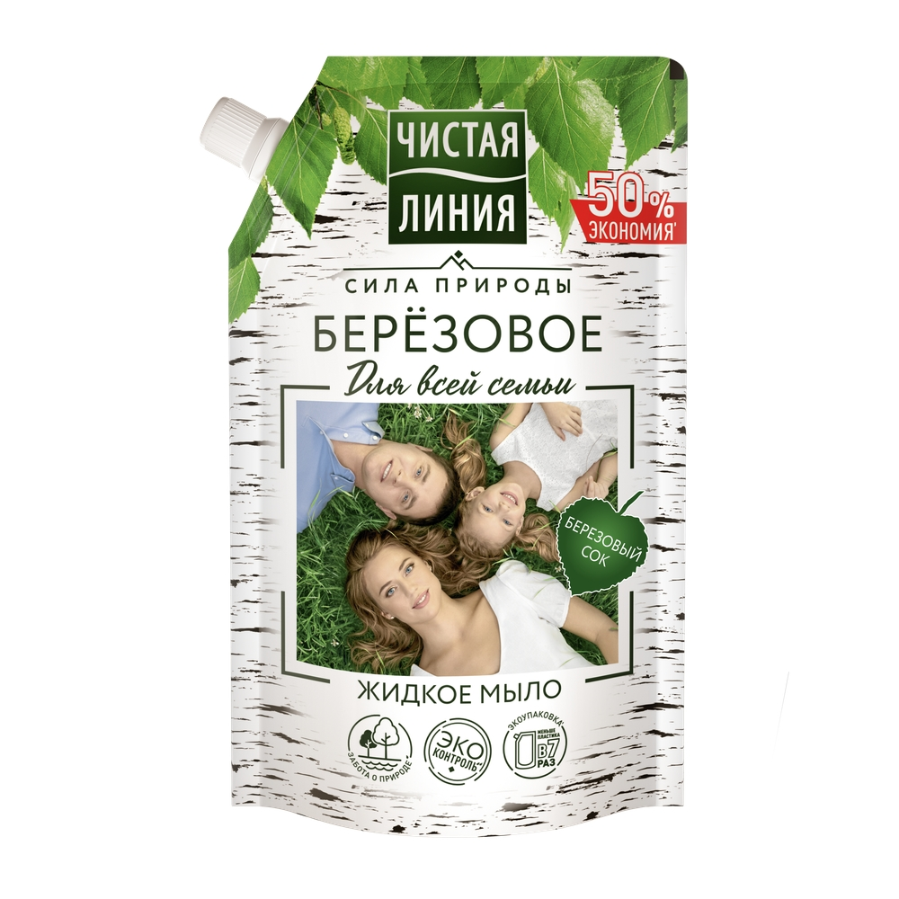 Жидкое мыло Чистая линия для всей семьи березовое, 500мл