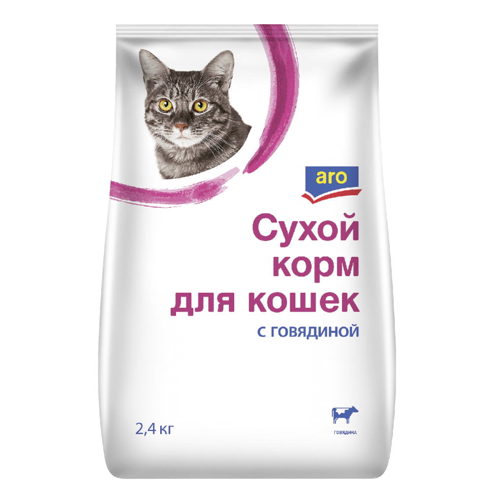 Корм для кошек ARO сухой с говядиной, 2,4кг