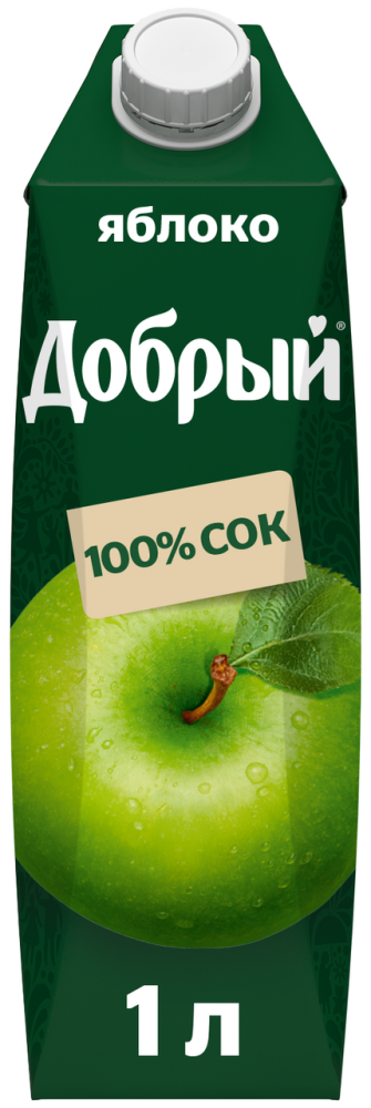 Сок Добрый яблочный 100% 1л