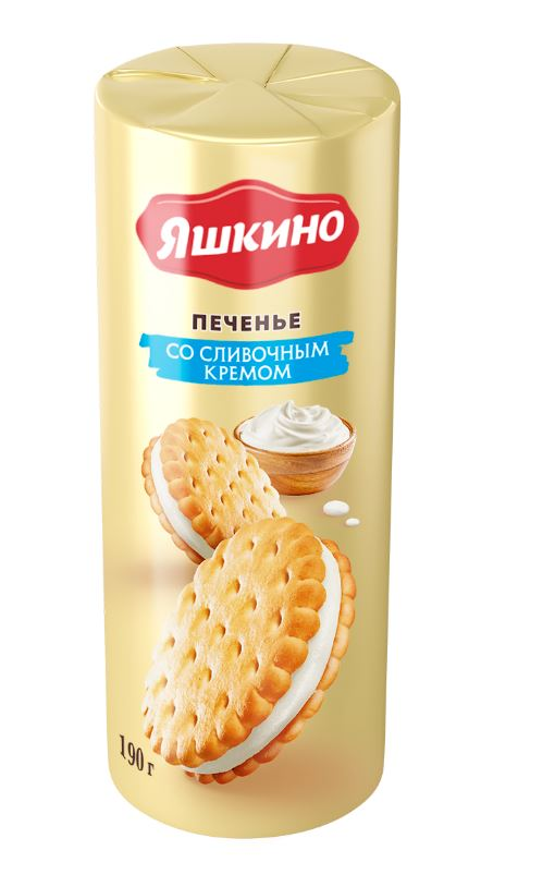 Печенье Яшкино затяжное со сливочным кремом, 190г