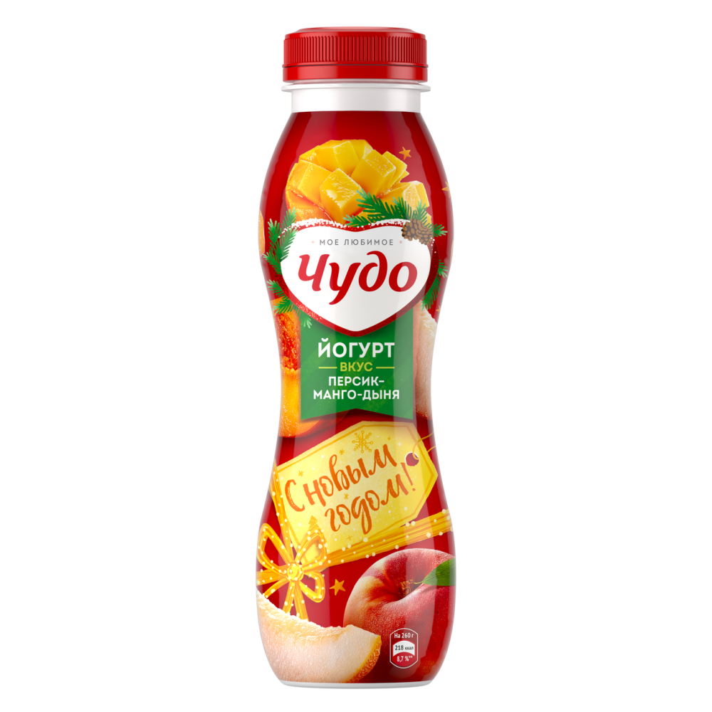 Йогурт питьевой Чудо персик-манго-дыня 1.9%, 260г Йогурт питьевой Чудо персик-манго-дыня 1.9%, 260г