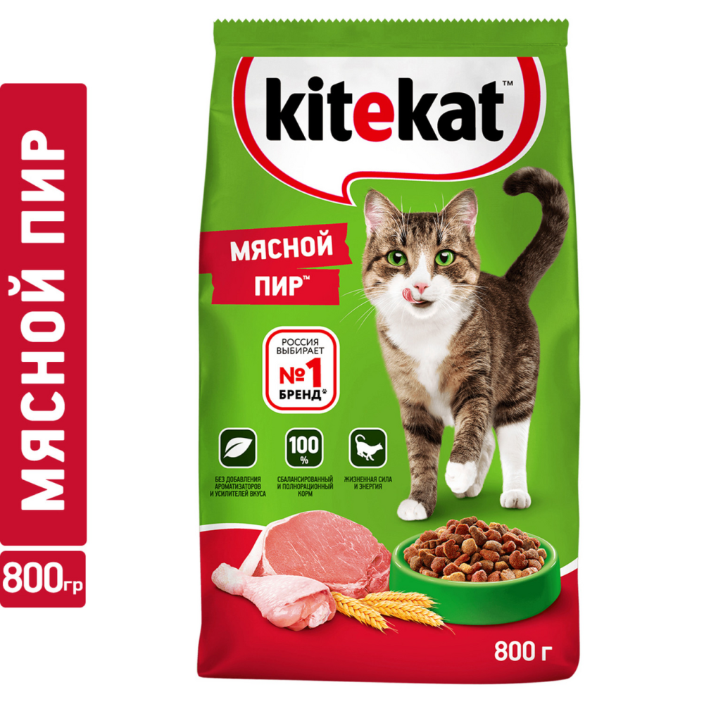 Корм для кошек сухой Kitekat Мясной пир, 800г