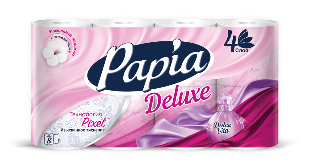 Бумага туалетная Papia Deluxe Dolce Vita 4-слойная 8 рулонов