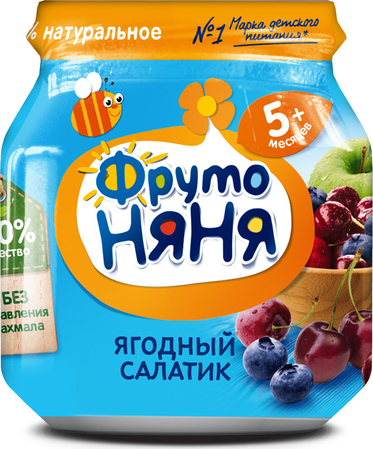 Пюре ФрутоНяня Ягодный салатик для детей с 5-ти месяцев, 100г