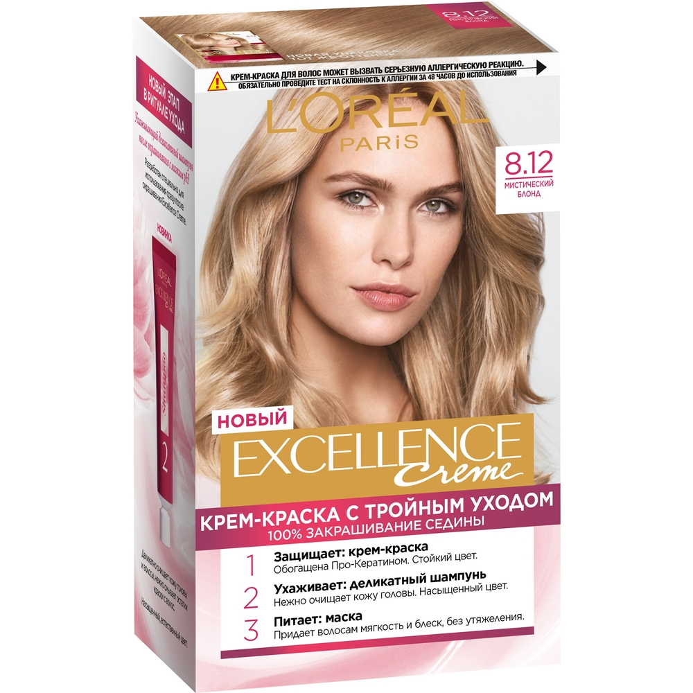 Стойкая крем-краска для волос L'Oreal Paris Excellence Мистический блонд оттенок 8.12
