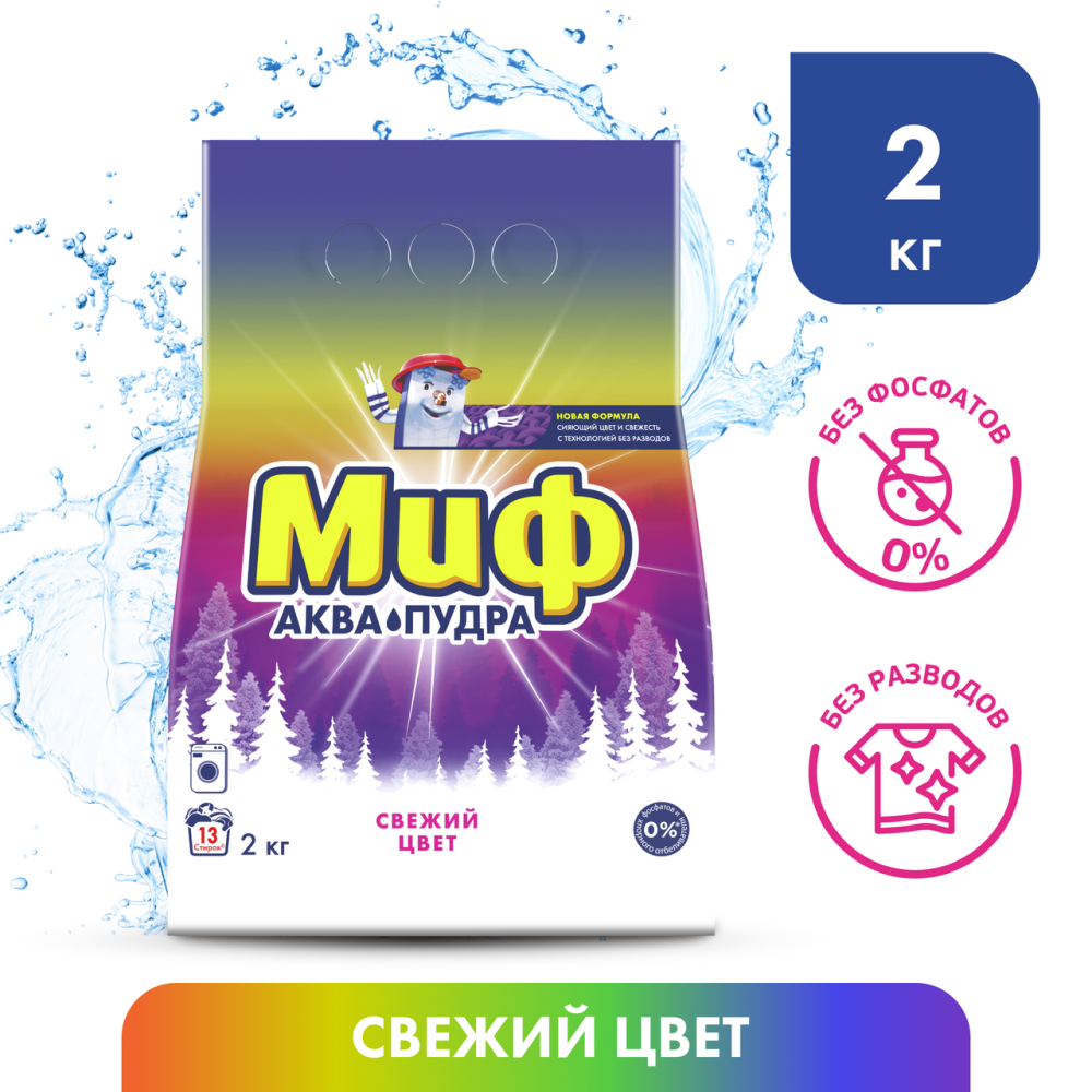 Стиральный порошок Миф Свежий цвет автомат для цветного белья 2 кг