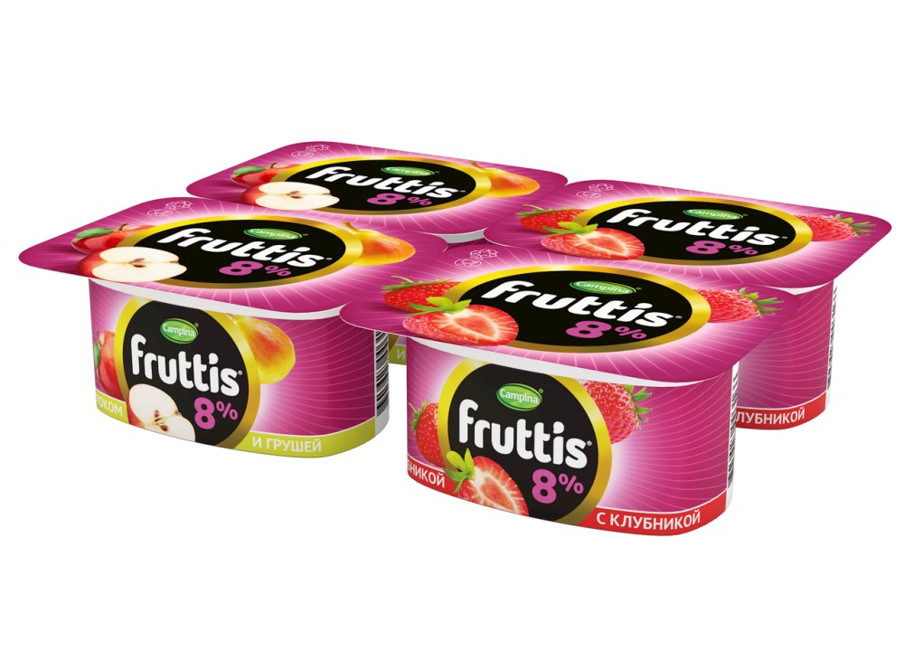 Йогуртный продукт Fruttis 8% клубника-яблоко-груша бзмж 115 г