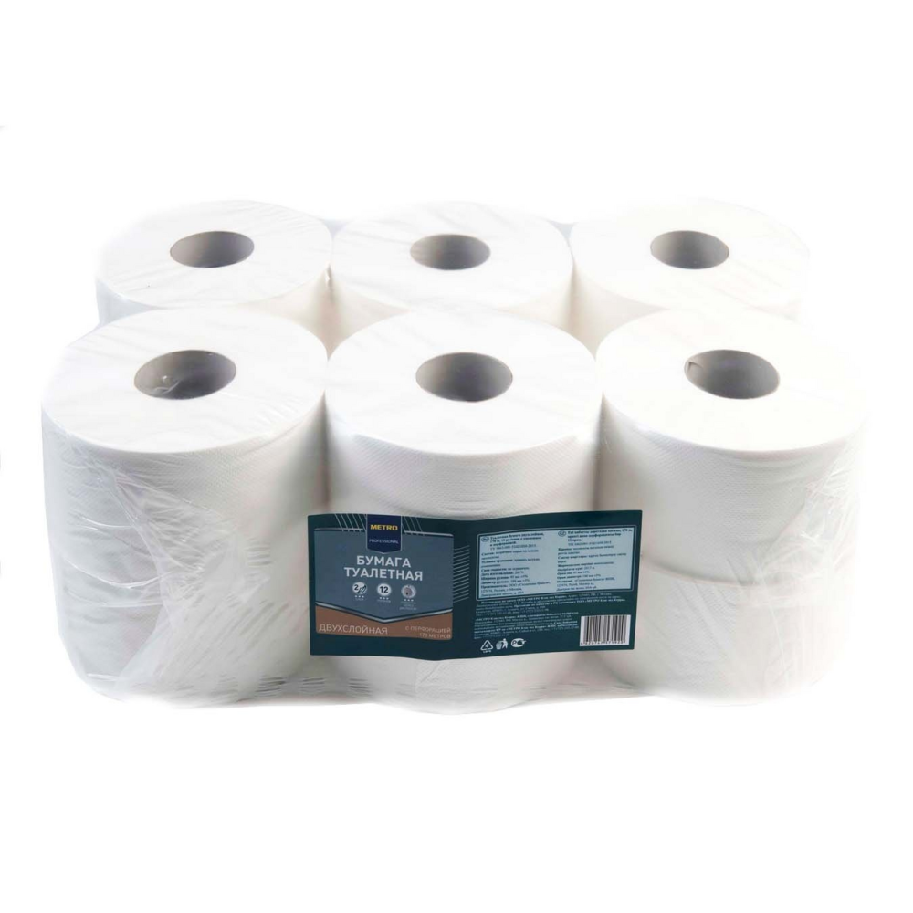 Бумага туалетная METRO PROFESSIONAL 2-слойная, 12 рулонов, 170 м