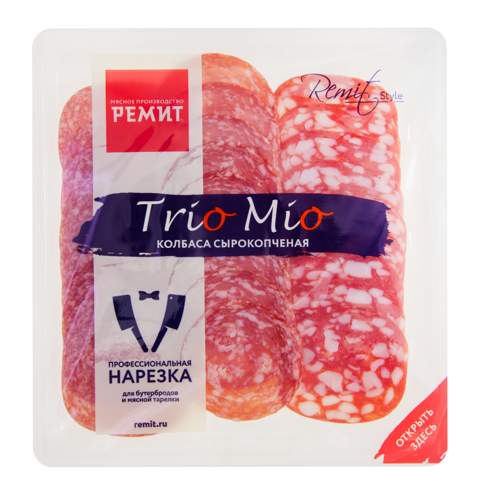 Колбаса Ремит Trio Mio Ассорти сырокопченая нарезка 100 г Колбаса Ремит Trio Mio Ассорти сырокопченая нарезка 100 г