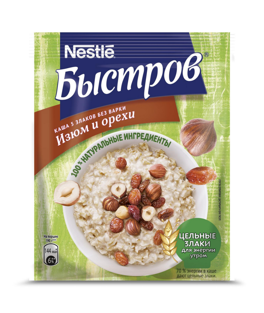 Каша Быстров 5 злаков изюм-орехи, 40г
