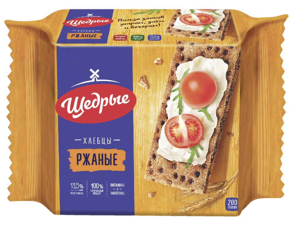 Хлебцы ржаные хрустящие Щедрые 200 г