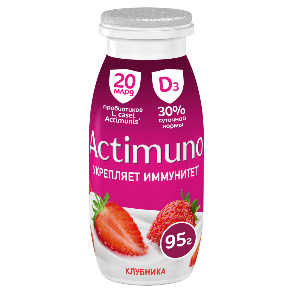Напиток кисломолочный Actimuno клубника 1.5%, 95г