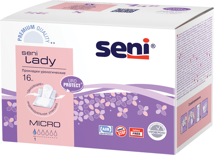 Прокладки урологические женские Seni lady Micro 1 капля 16 штук