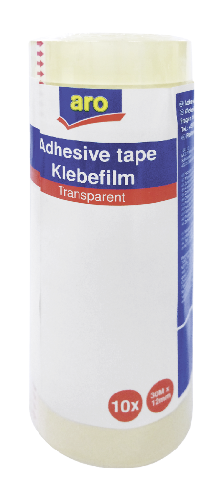 Клейкая лента ARO Прозрачная, 12мм х 30м, 10шт