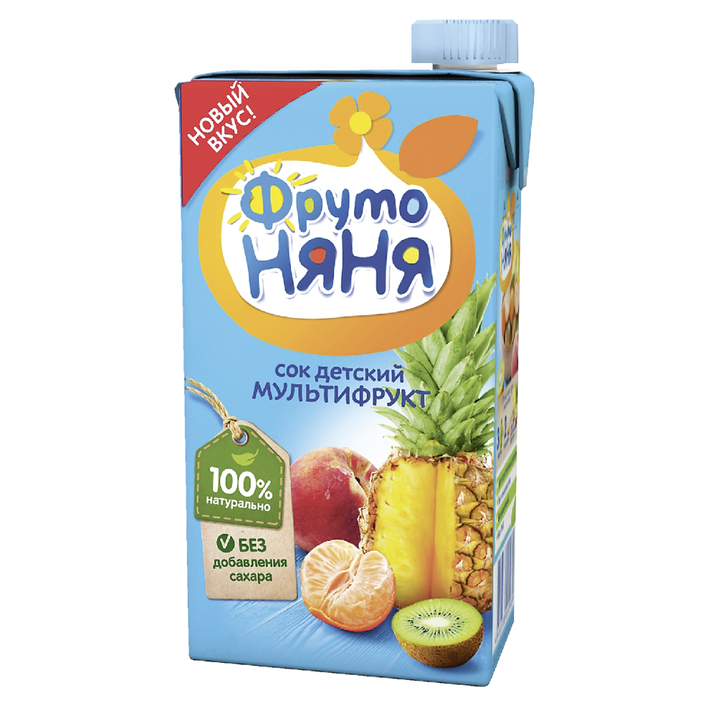 Сок ФрутоНяня Мультифрукт "Яблоко, банан, манго" без сахара с 3-х лет, 0,5л