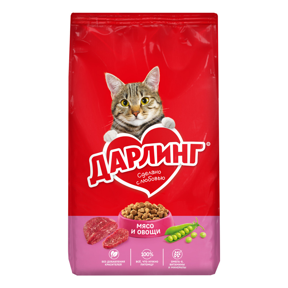 Корм сухой Дарлинг для кошек мясо-овощи, 1.75кг