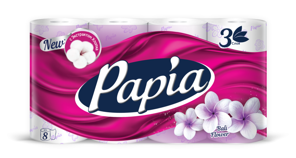 Туалетная бумага Papia Bali Flower 8 шт