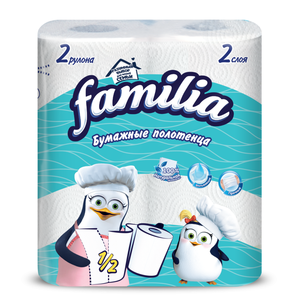 Бумажные полотенца Familia 2 слоя 2 рулона
