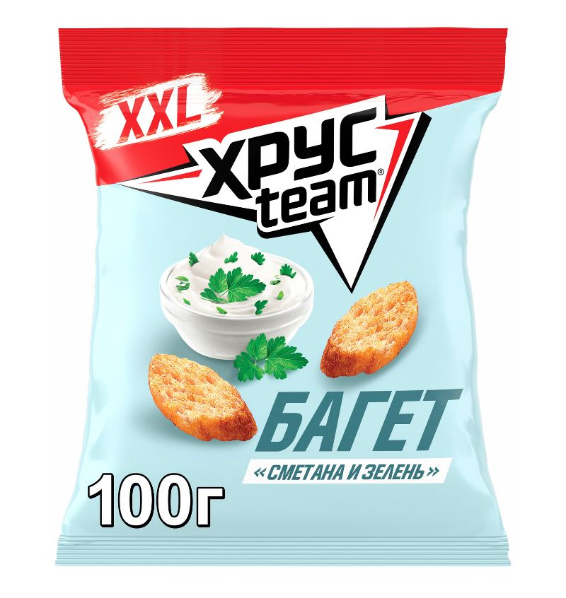 Сухарики Hrusteam багет сметана-зелень, 100г