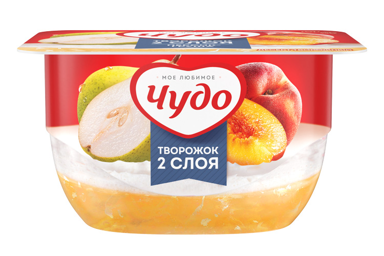 Десерт творожный Чудо творожок воздушный Персик-Груша 4,2% 100г