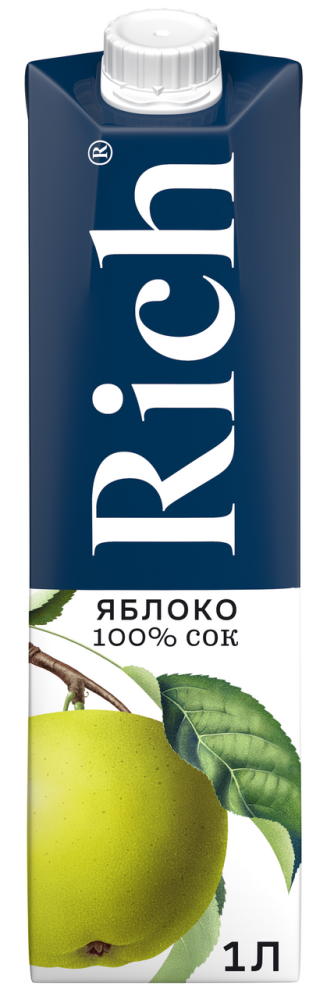 Сок Rich яблочный осветленный 100% 1л