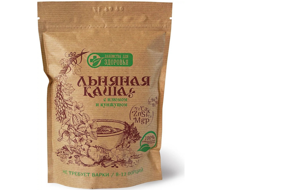 Каша Лакомства для здоровья льняная c изюмом и кунжутом 400г