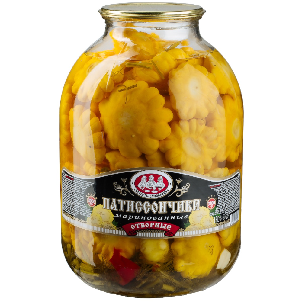 Патиссоны Скатерть-самобранка отборные маринованные 3 л