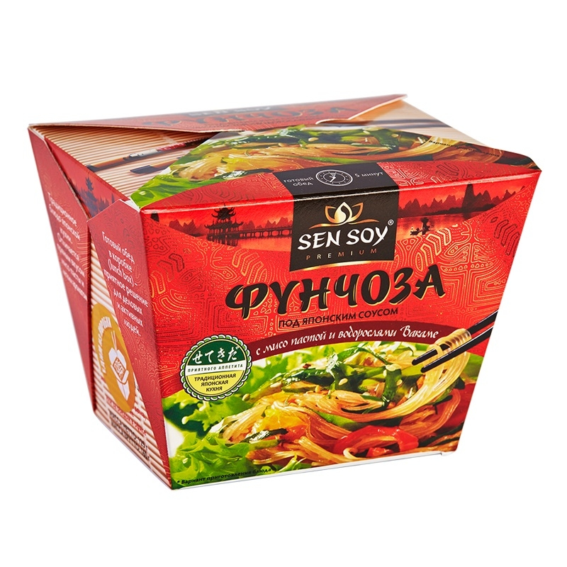 Вермишель Sen Soy Фунчоза под японским соусом с мисо-пастой и Вакаме, 125г