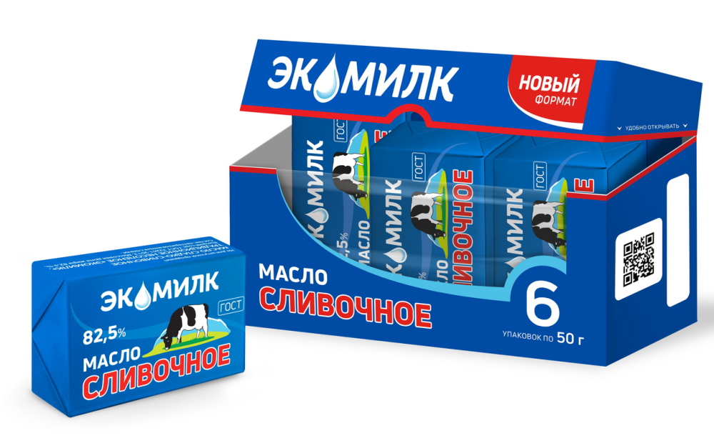 Масло сливочное Экомилк традиционное 82.5% (50г x 6шт), 300г
