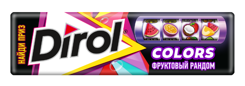 Жевательная резинка Dirol Colors Фруктовый рандом, 13г