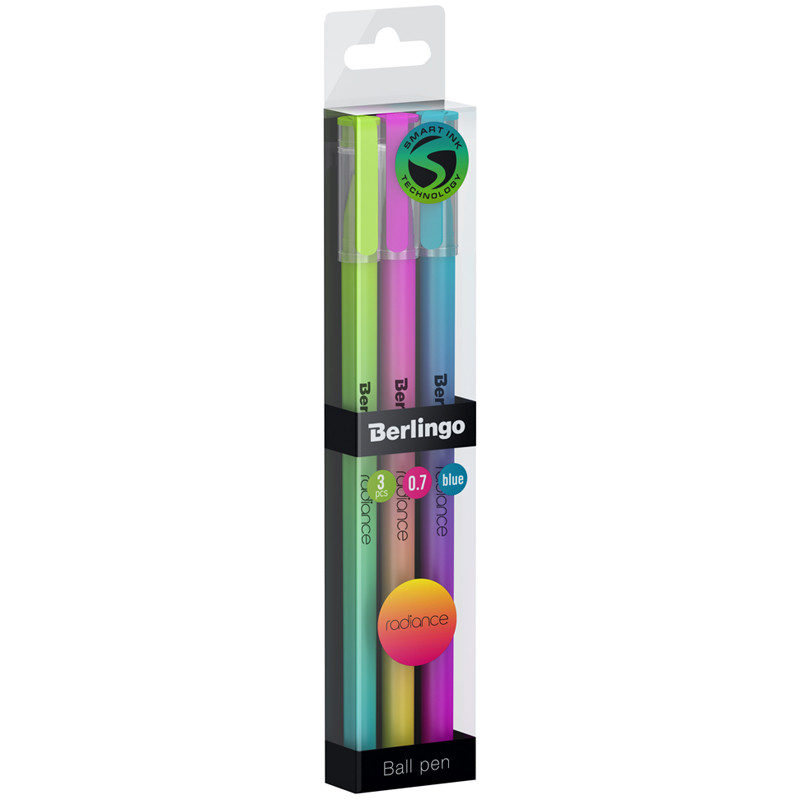 РУЧКА ШАРИК RADIANCE СИН 0,7ММ 3ШТ BERLINGO