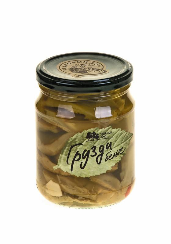 Грибы грузди белые Таежный сбор резанные соленые 500г