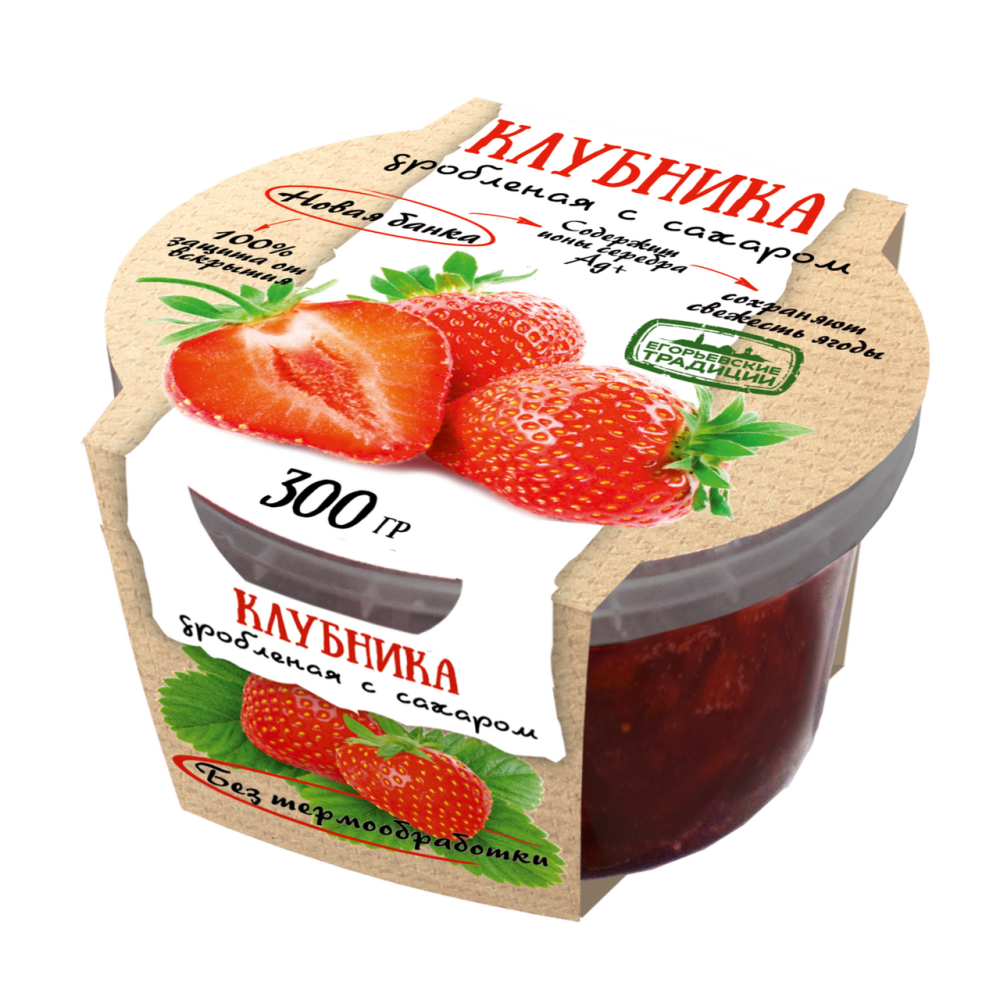 Клубника Егорьевские традиции дробленая с сахаром 300 г