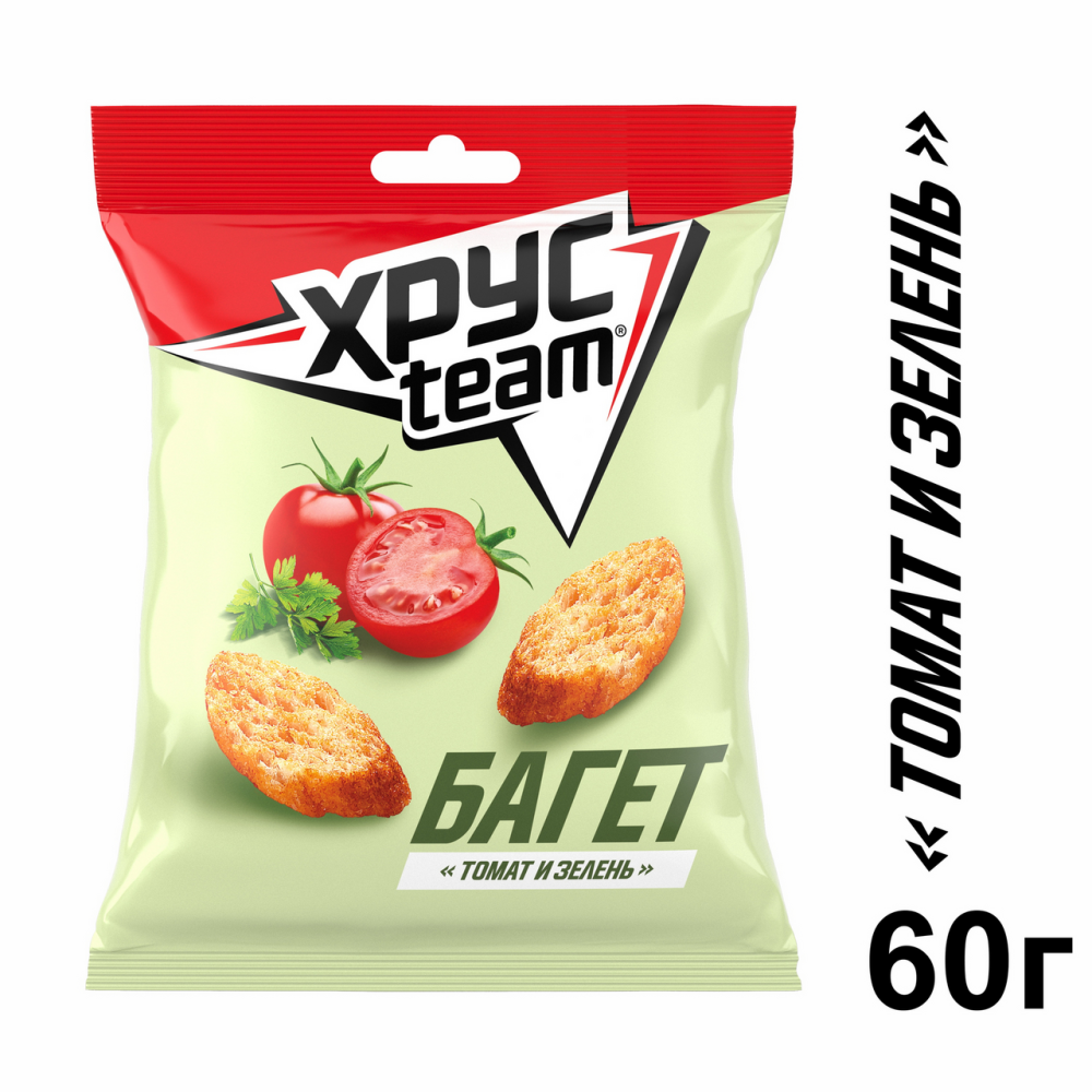 Сухарики Хрусteаm воздушные Багет со вкусом томата и зелени 60г