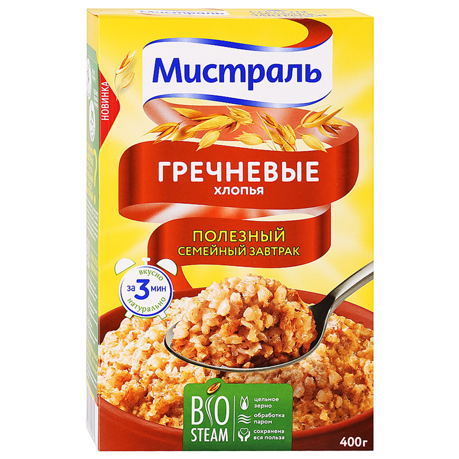 Хлопья Мистраль Гречневые, 400г