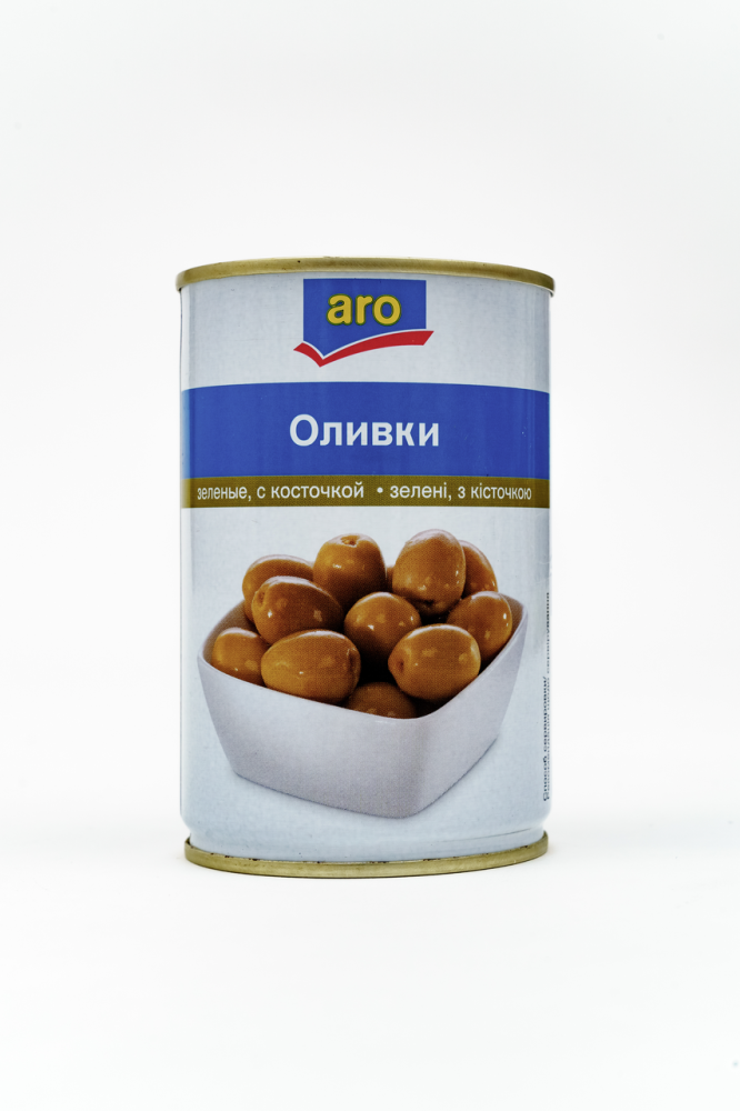Оливки зеленые ARO с косточкой, 314 мл