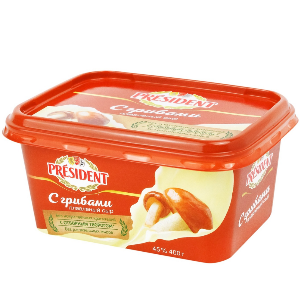 Сыр President плавленый с грибами 400г