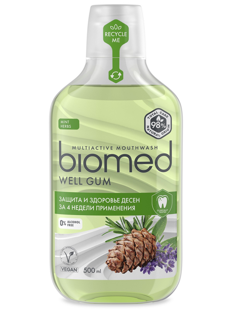Ополаскиватель для полости рта Biomed Well Gum мята, 500мл