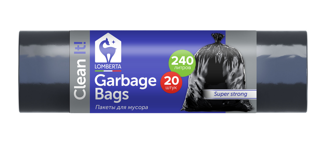 Пакеты для мусора Lomberta 35мкм 240л, 20шт
