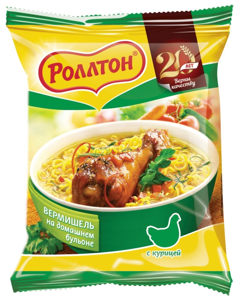 Вермишель Роллтон на домашнем бульоне с курицей 60г