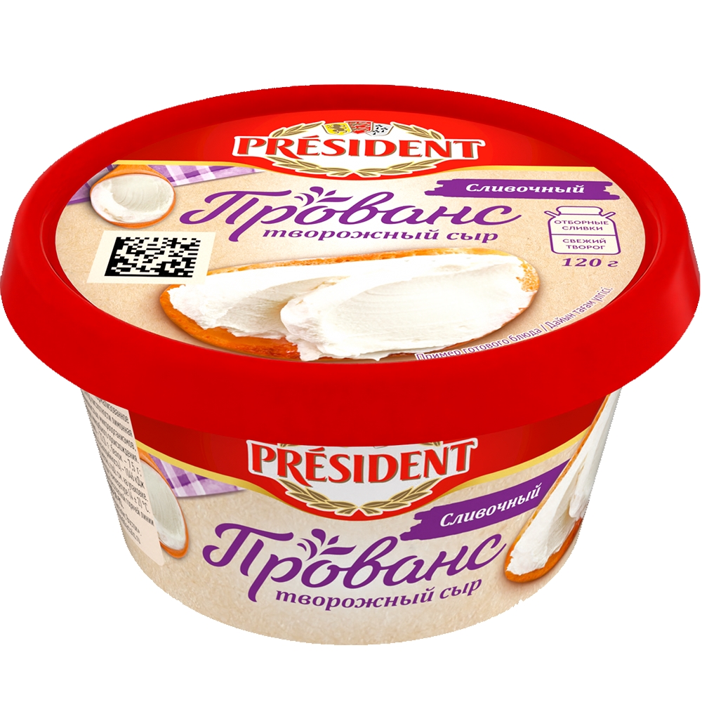Сыр творожный President сливочный 65%, 120г