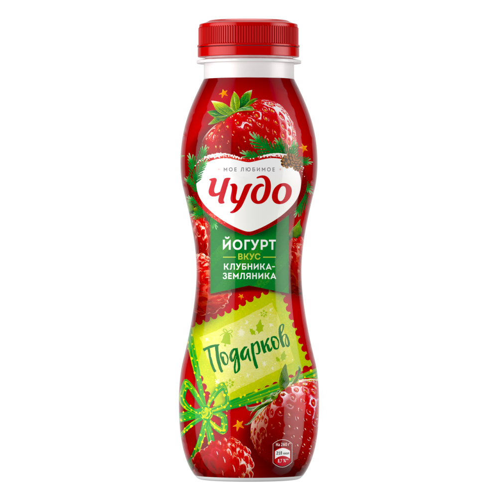 Йогурт питьевой Чудо Клубника-земляника 1.9%, 260г Йогурт питьевой Чудо Клубника-земляника 1.9%, 260г