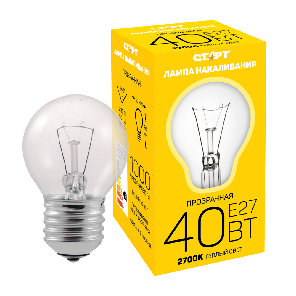 Лампа Старт шар Дш 40Вт Е27