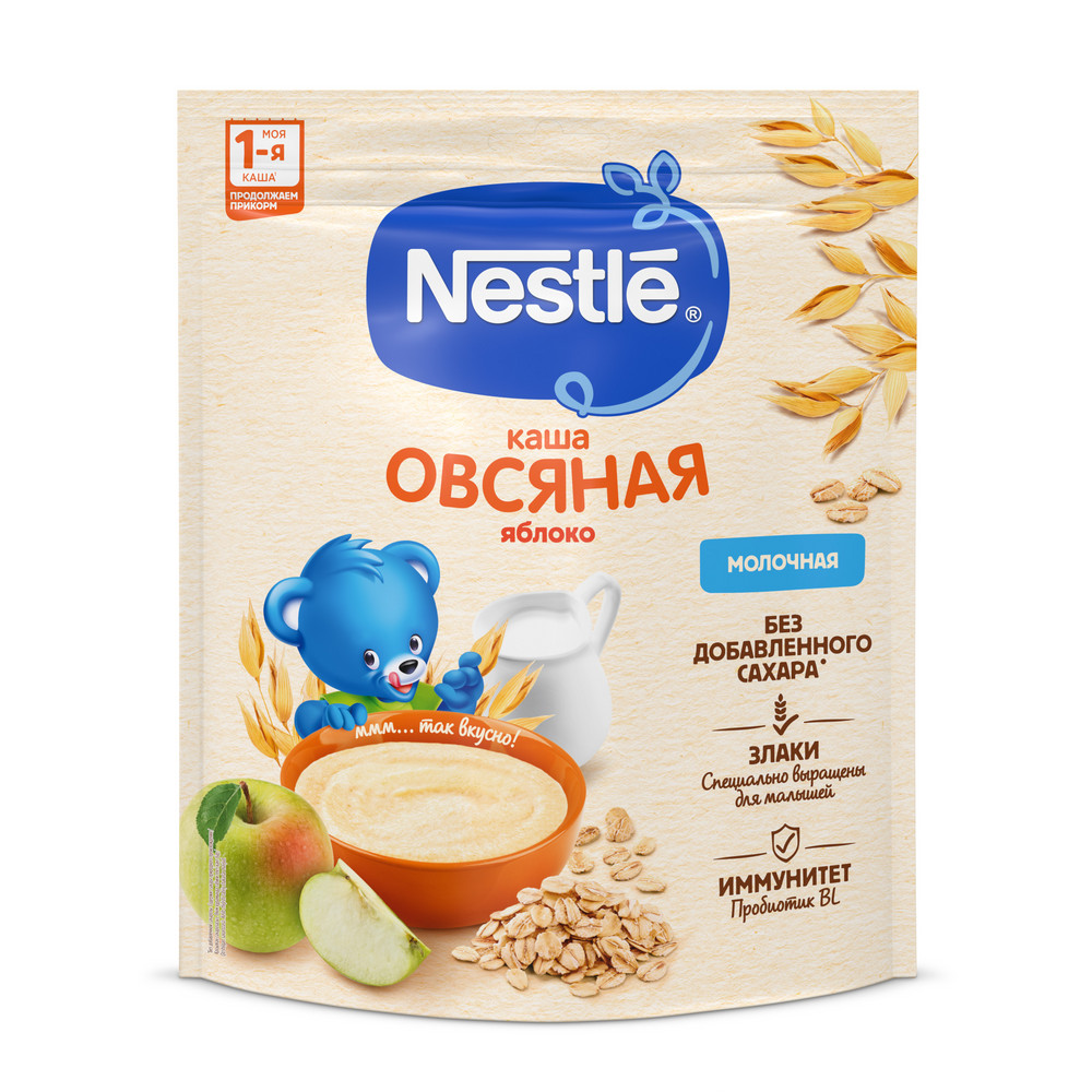 Каша овсяная Nestle с яблоком молочная, 200г