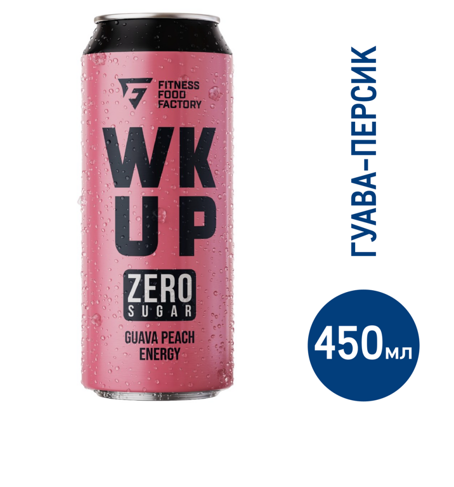 Напиток энергетический Fitness Food Factory WK Up гуава-персик, 450мл